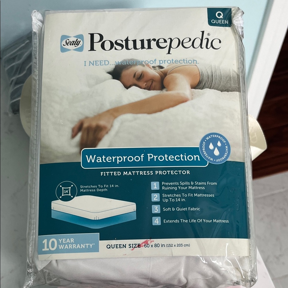 Sealy Posturepedic Fitted Waterproof Mattress Protector - White